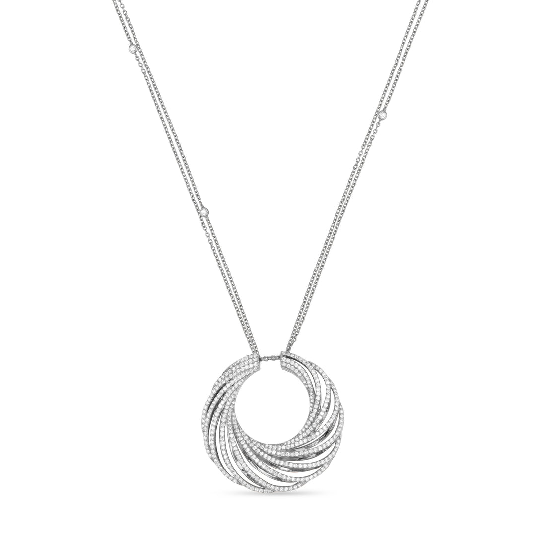 RONZA White Gold Large Moon Diamond Pendant