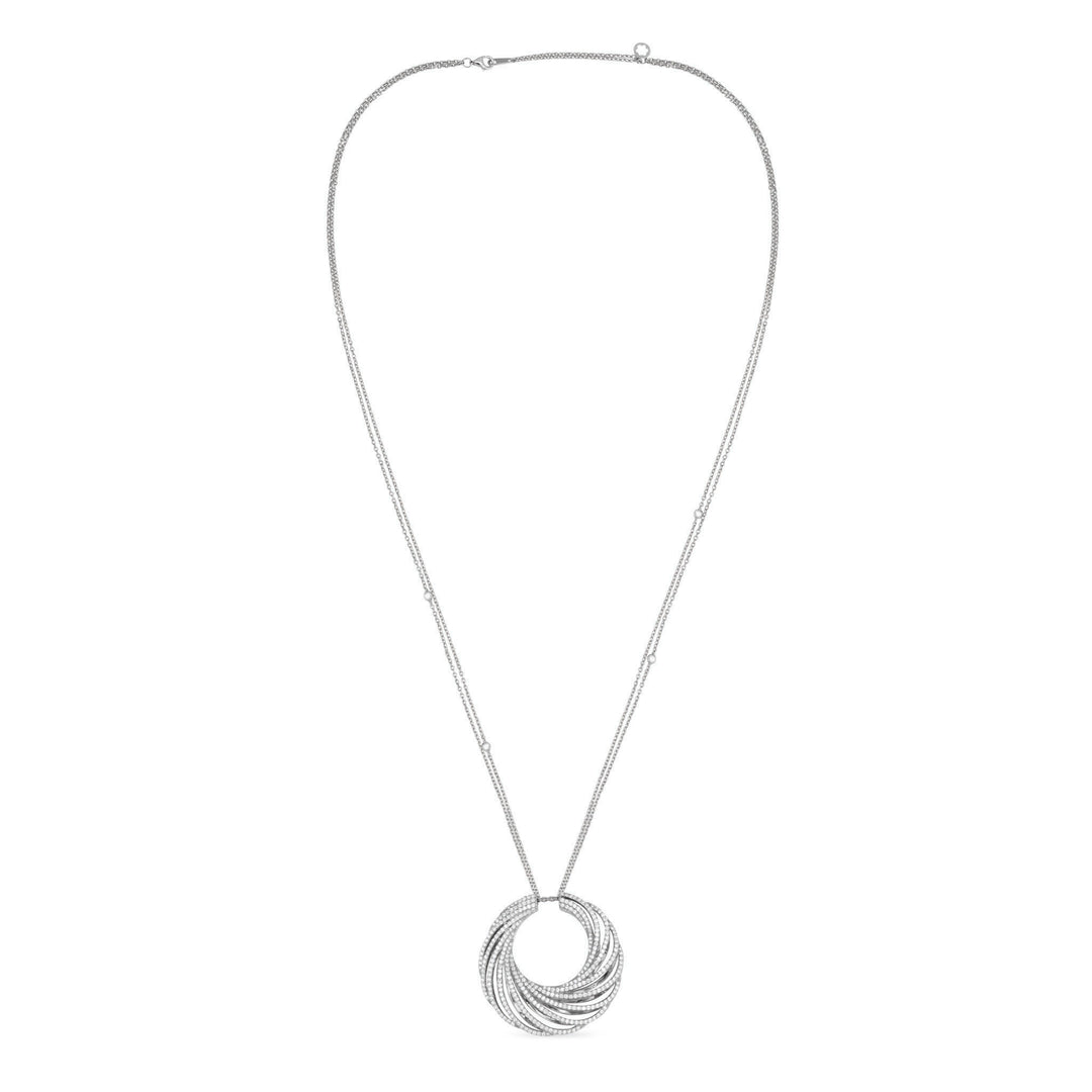 RONZA White Gold Large Moon Diamond Pendant