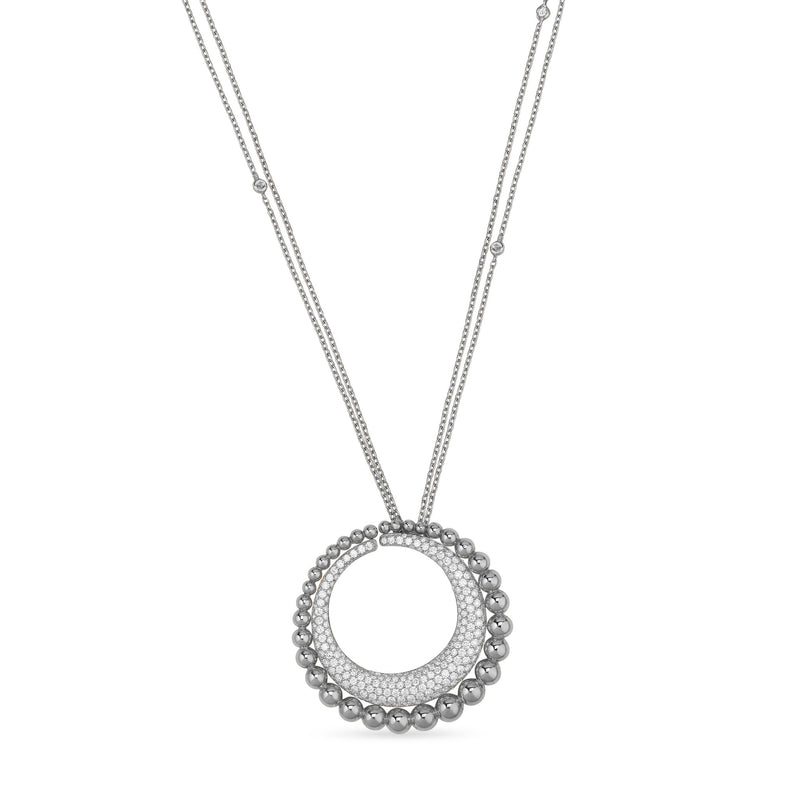 Lucien White Gold Diamond Moon Embelished Pendant