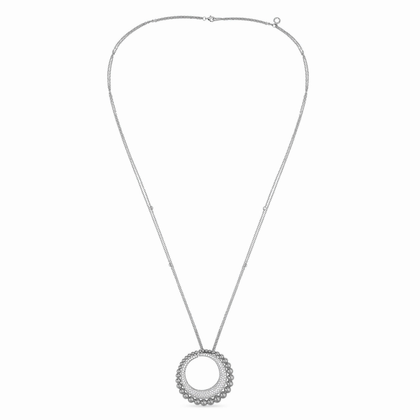 Lucien White Gold Diamond Moon Embelished Pendant