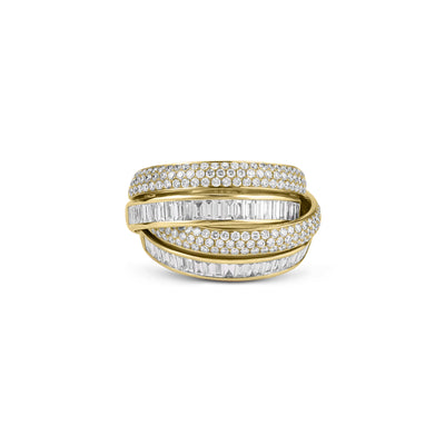 DILARA Yellow Gold crossover diamond ring