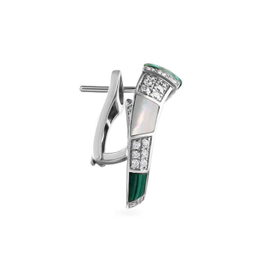 Soit Belle Signature White Gold Diamond Earring with Natural Emerald