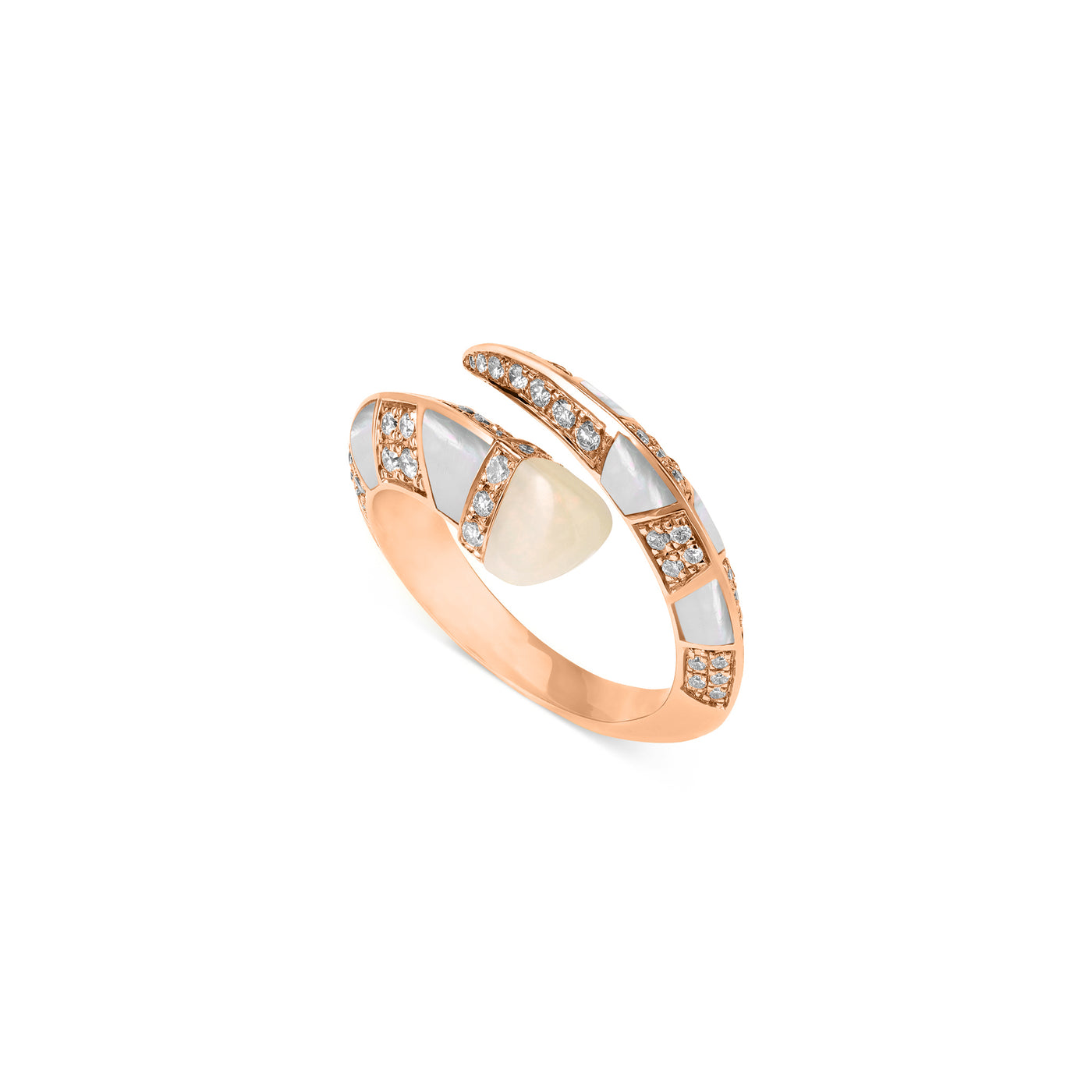 Soit Belle Signature Rose Gold Diamond Ring With Natural opal