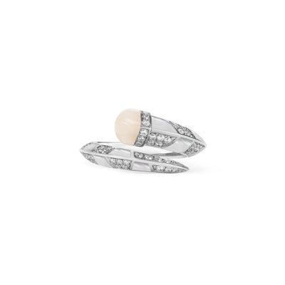 Soit Belle Signature White Gold Diamond Ring With Natural Opal