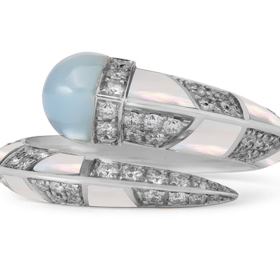 ARTISTRY White Gold DiamondRing With Natural CHALCEDONY