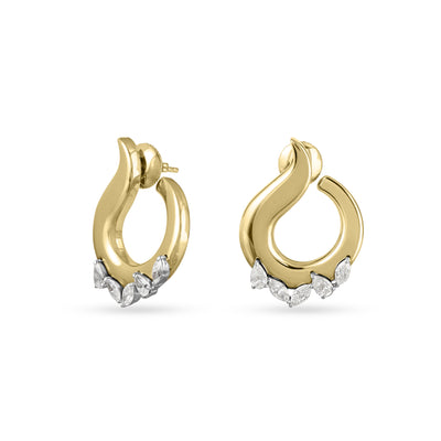 ETOILE Yellow Gold Teardrop Diamond Earring ÉTOILE Yellow Gold Sculpted Hoop Earrings with Marquise Diamonds