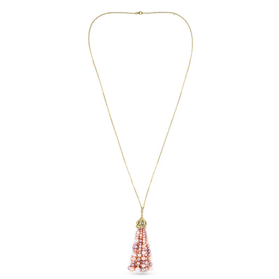 BAHR Yellow Gold Diamond Pendant with Multi-Color Pearls