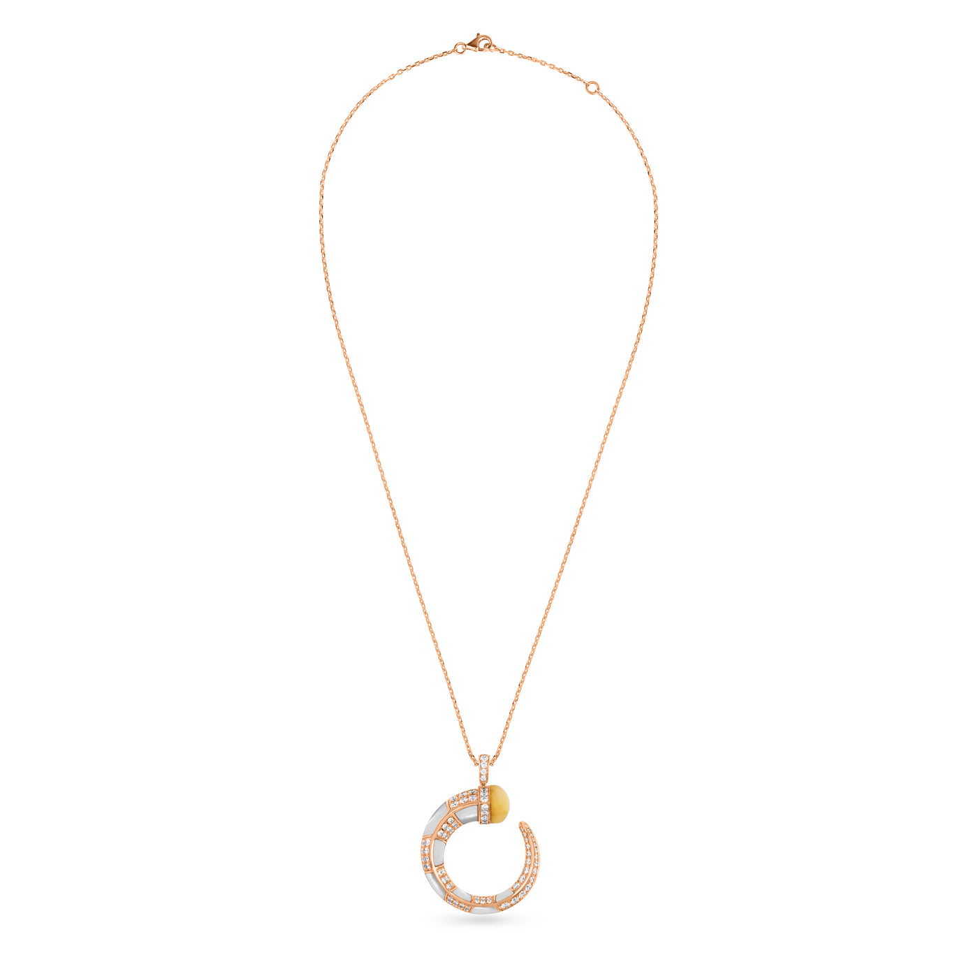 Soit Belle Signature Rose gold diamond pendant With Natural Opal
