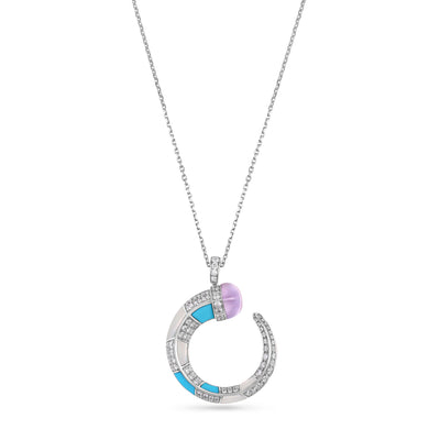 ARTISTRY White gold diamond pendant With Natural amethyst