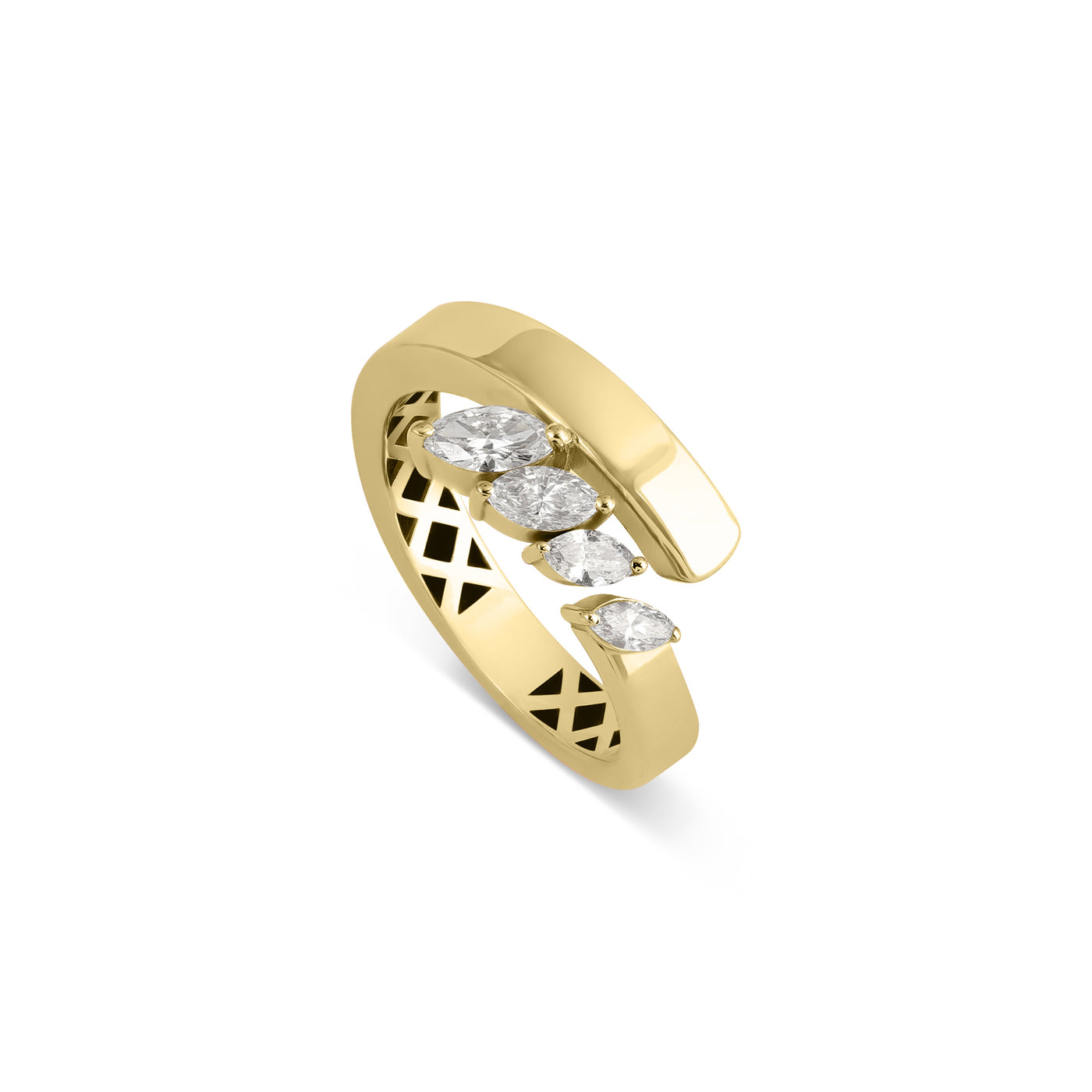 ETOILE Yellow Gold Twisted Diamond Ring