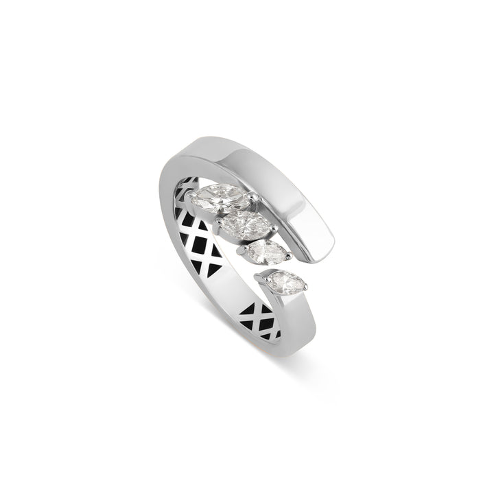 ETOILE White Gold Twisted Marquise shape Diamond Ring