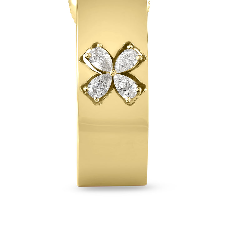 RONZA Yellow Gold Hoop Floral Diamond Earring