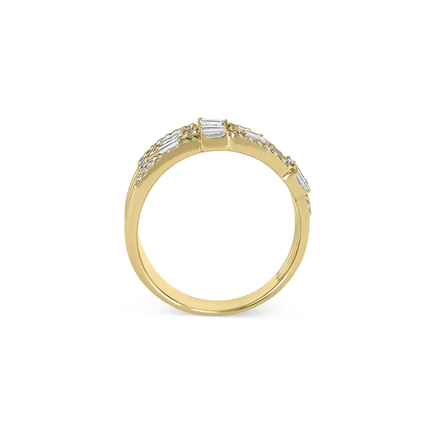 DILARA Yellow Gold Claw Baguette Diamond Ring