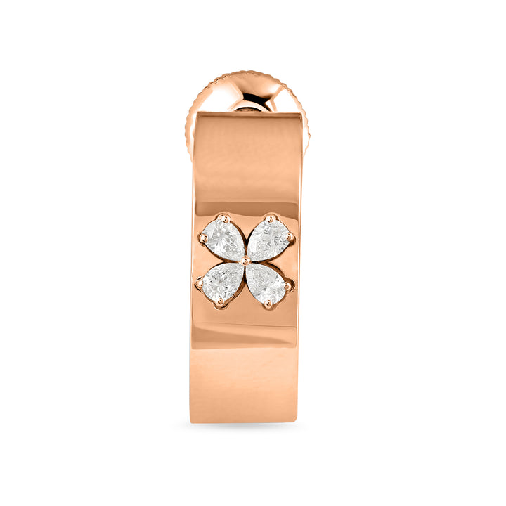 RONZA Rose Gold Hoop Floral Diamond Earring