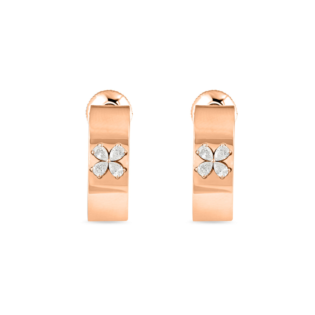 RONZA Rose Gold Hoop Floral Diamond Earring
