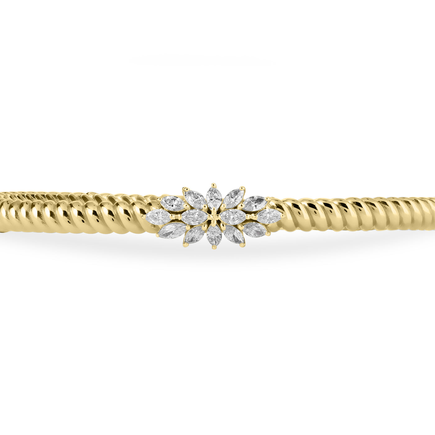 Lucien Jolie Twisted yellow Gold Diamond Bangle
