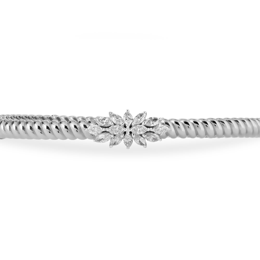 Lucien Jolie Twisted white Gold Diamond Bangle