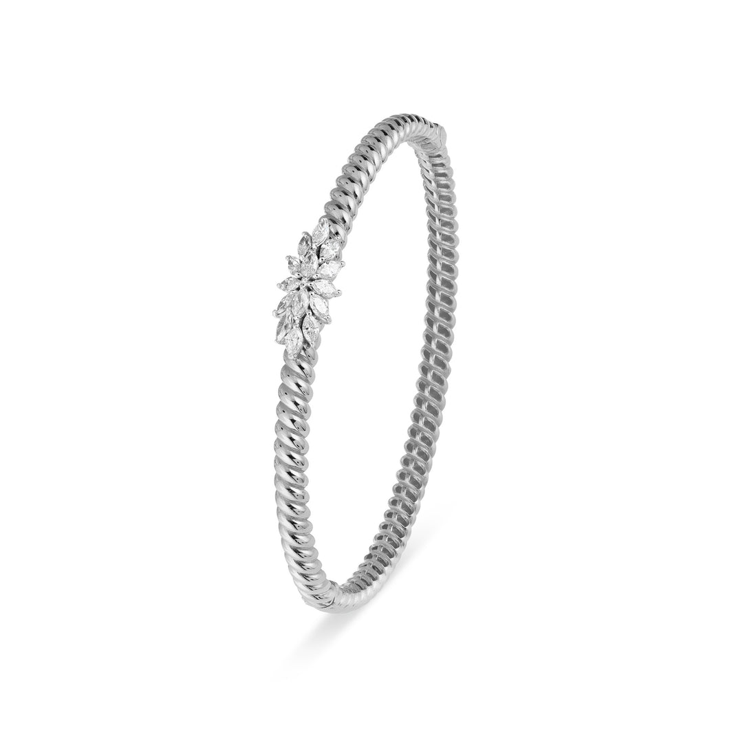 Lucien Jolie Twisted white Gold Diamond Bangle