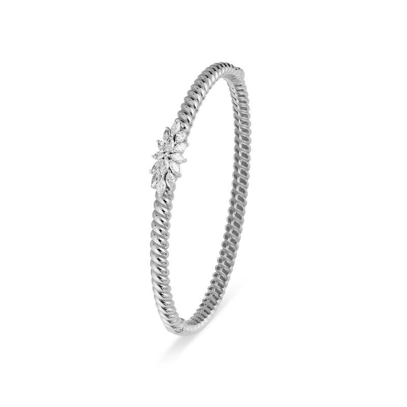 Lucien Jolie Twisted white Gold Diamond Bangle