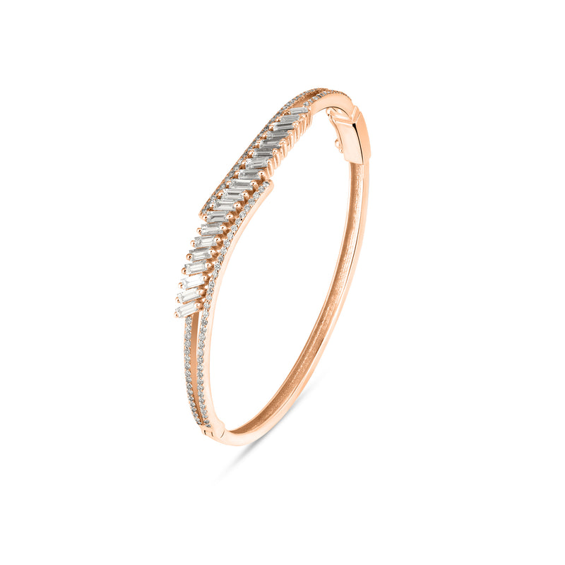 DILARA Rose Gold Curve Line Diamond Bangle