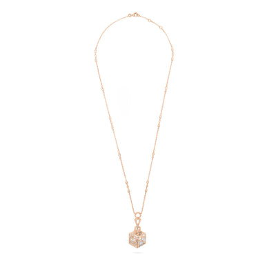 VISTA small Rose gold hexagon diamond pendant