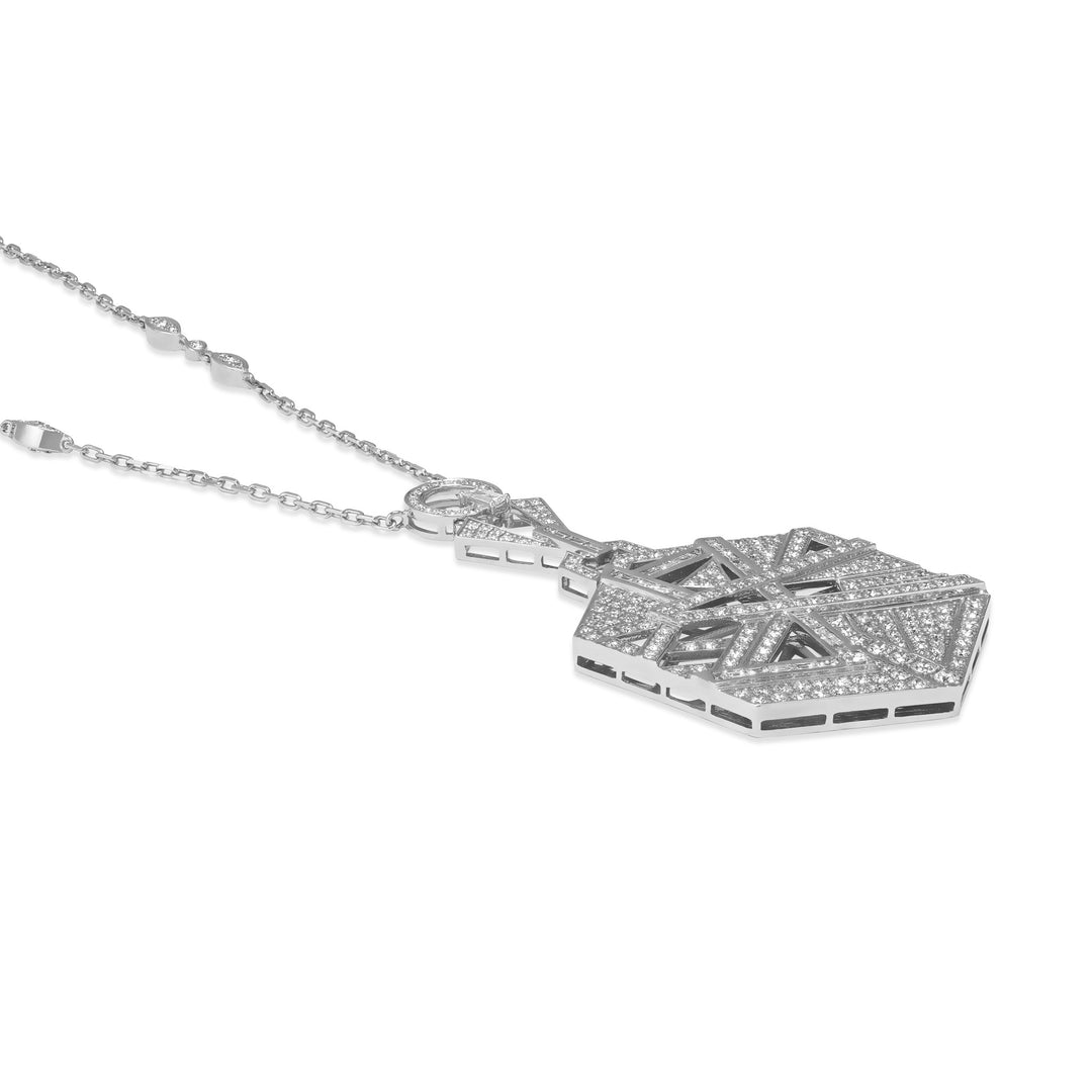 VISTA Large size White Gold hexagon diamond pendant