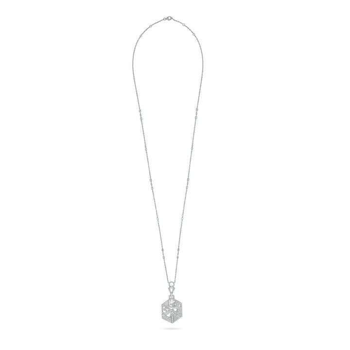VISTA Large size White Gold hexagon diamond pendant