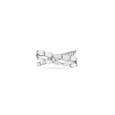 Soit Belle White Gold Twist Overlapping Diamond Ring: Elegance Defined.