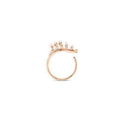 Rose gold crown diamond ring