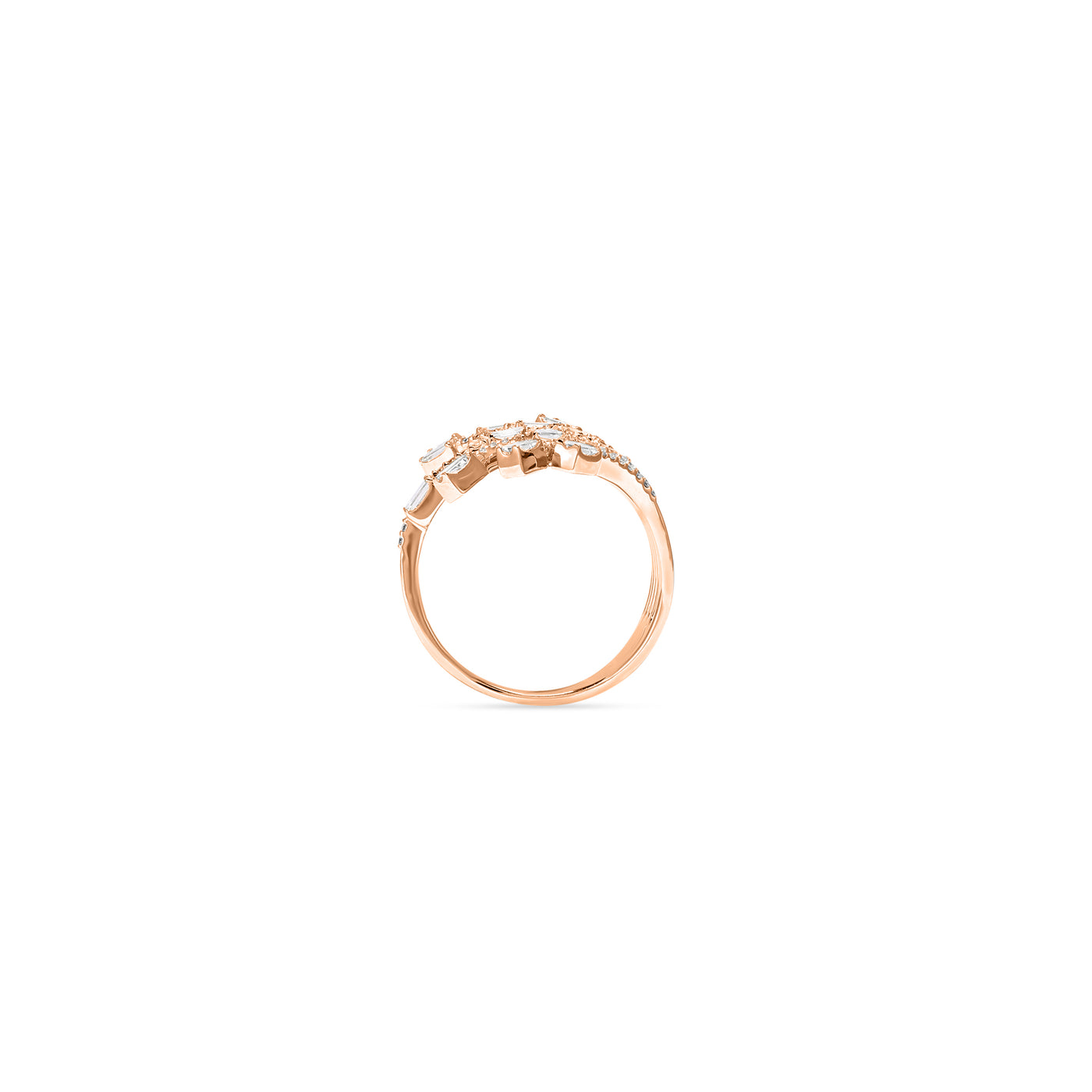 Rose gold Feather diamond ring