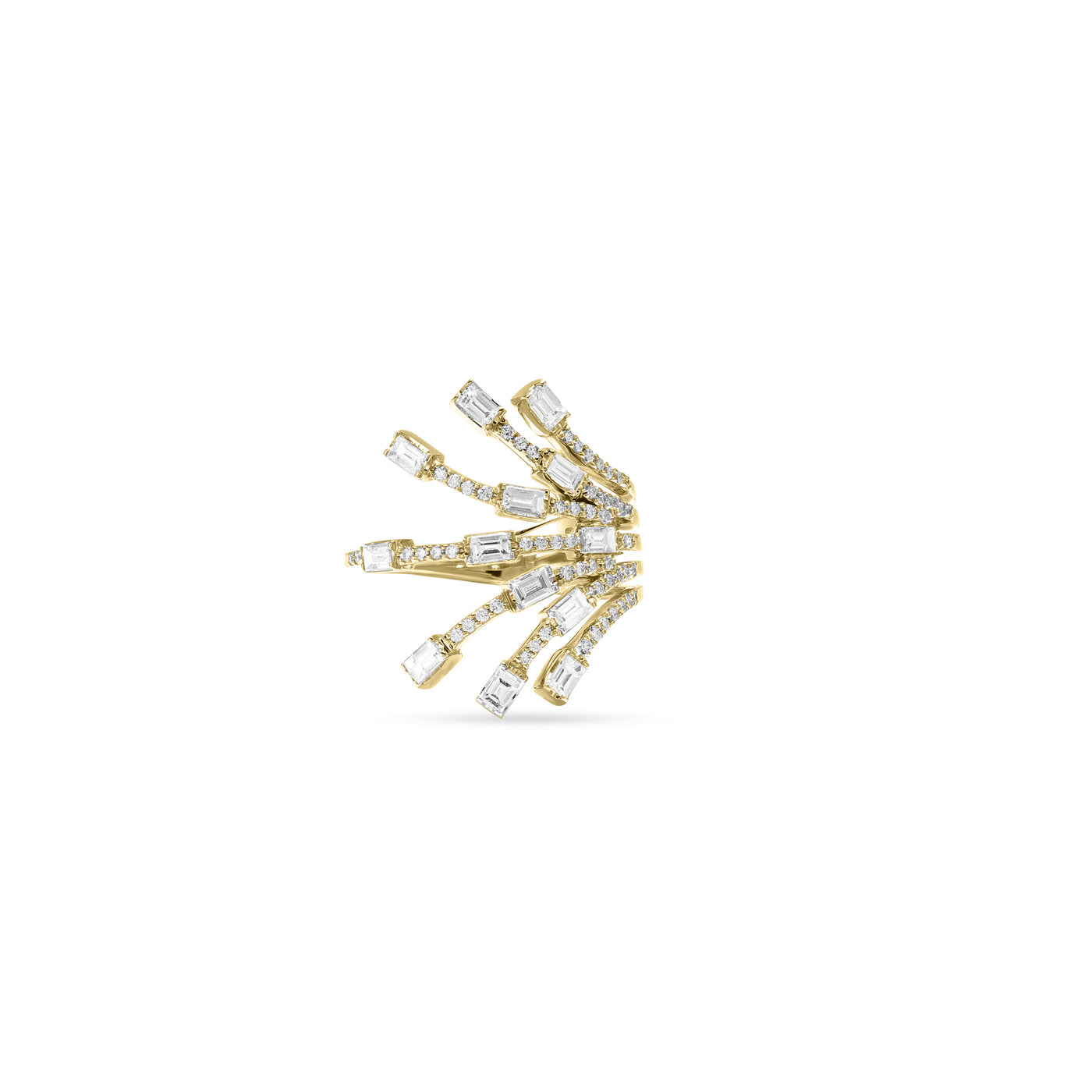 DILARA Yellow gold open flower diamond ring