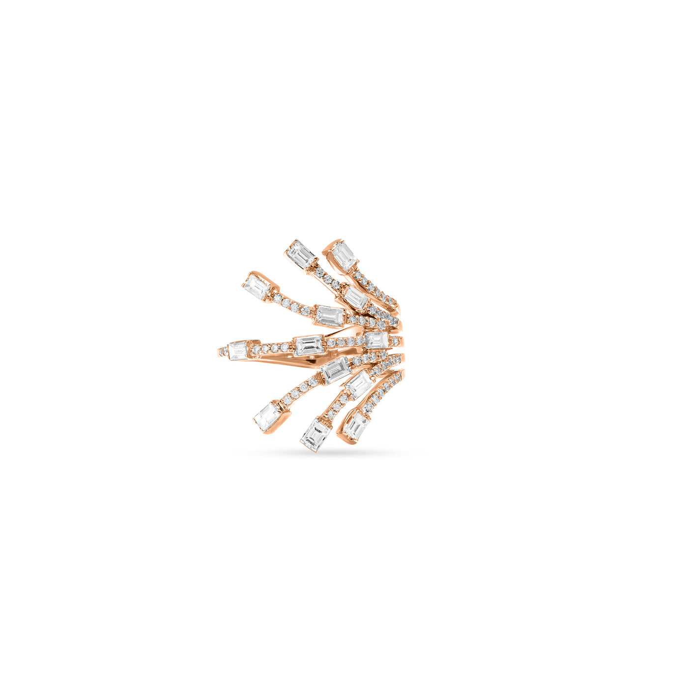 DILARA Rose gold Feather diamond ring