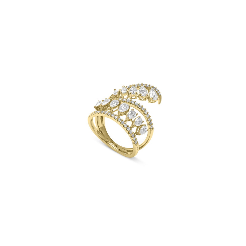 ETOILE Yellow Gold spiral diamond ring