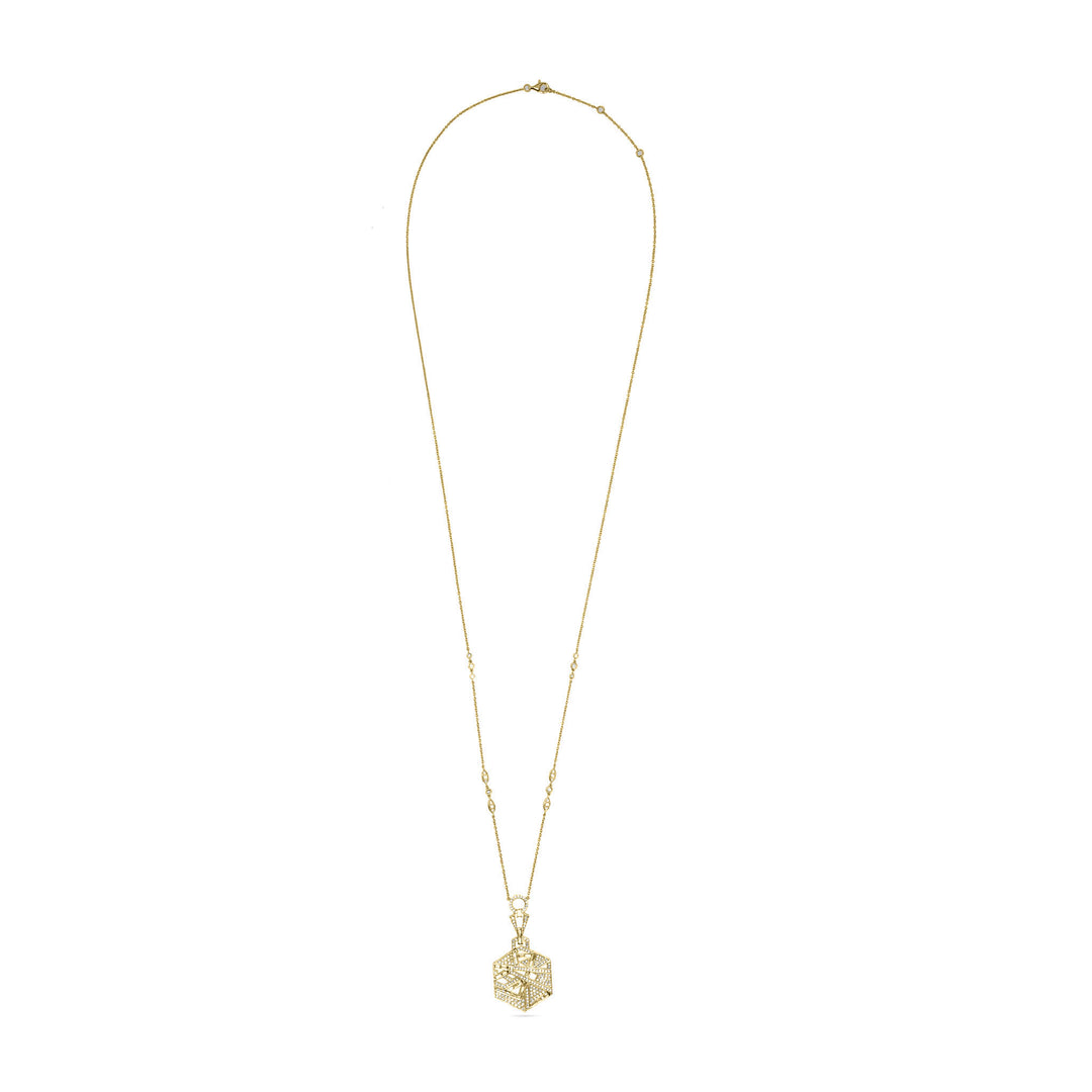 VISTA Medium Yellow Gold hexagon  Diamond Pendant
