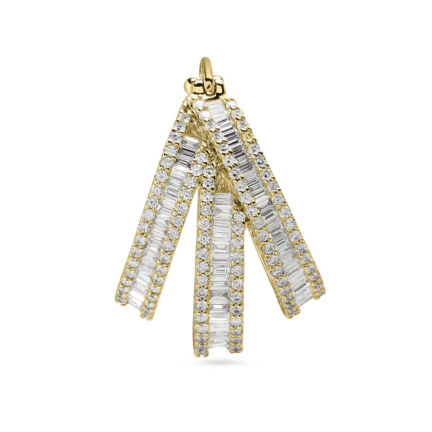 DILARA Yellow gold three lines diamond hoops