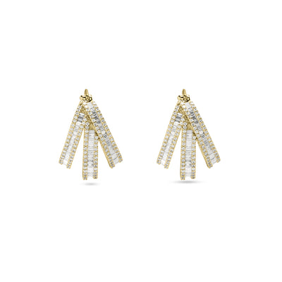 DILARA Yellow gold three lines diamond hoops
