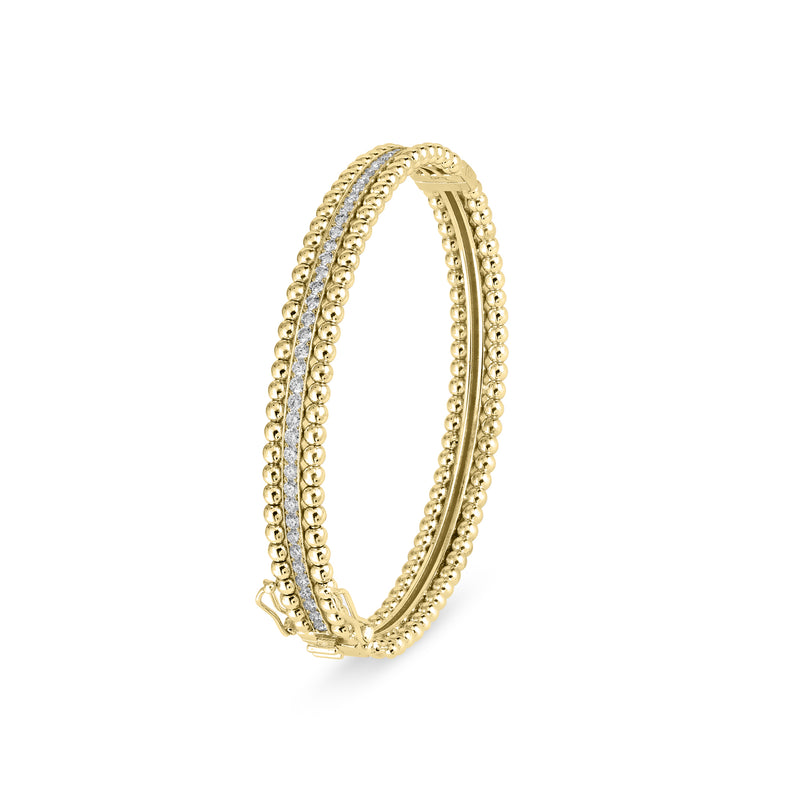 Lucien Yellow Gold Diamond and Bubble Bangle