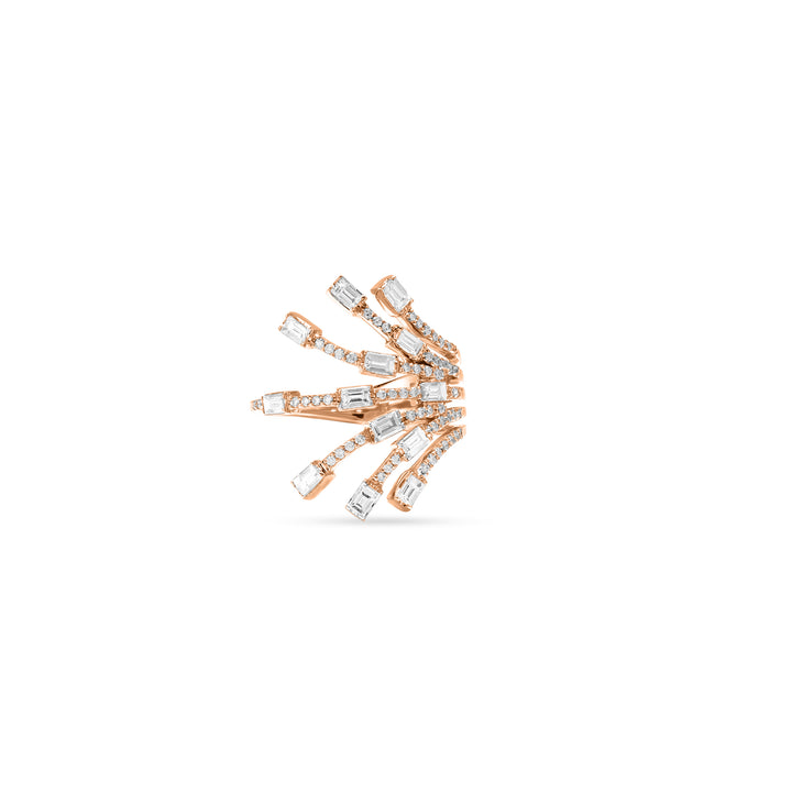 DILARA Rose gold Feather diamond ring