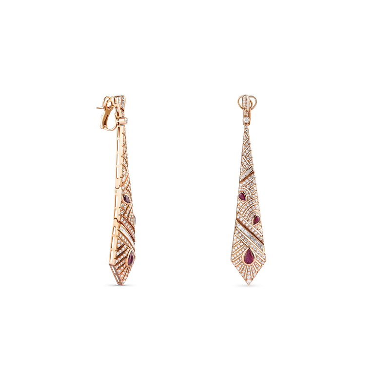 VISTA Rose Gold Kite Diamond Earring with Ruby