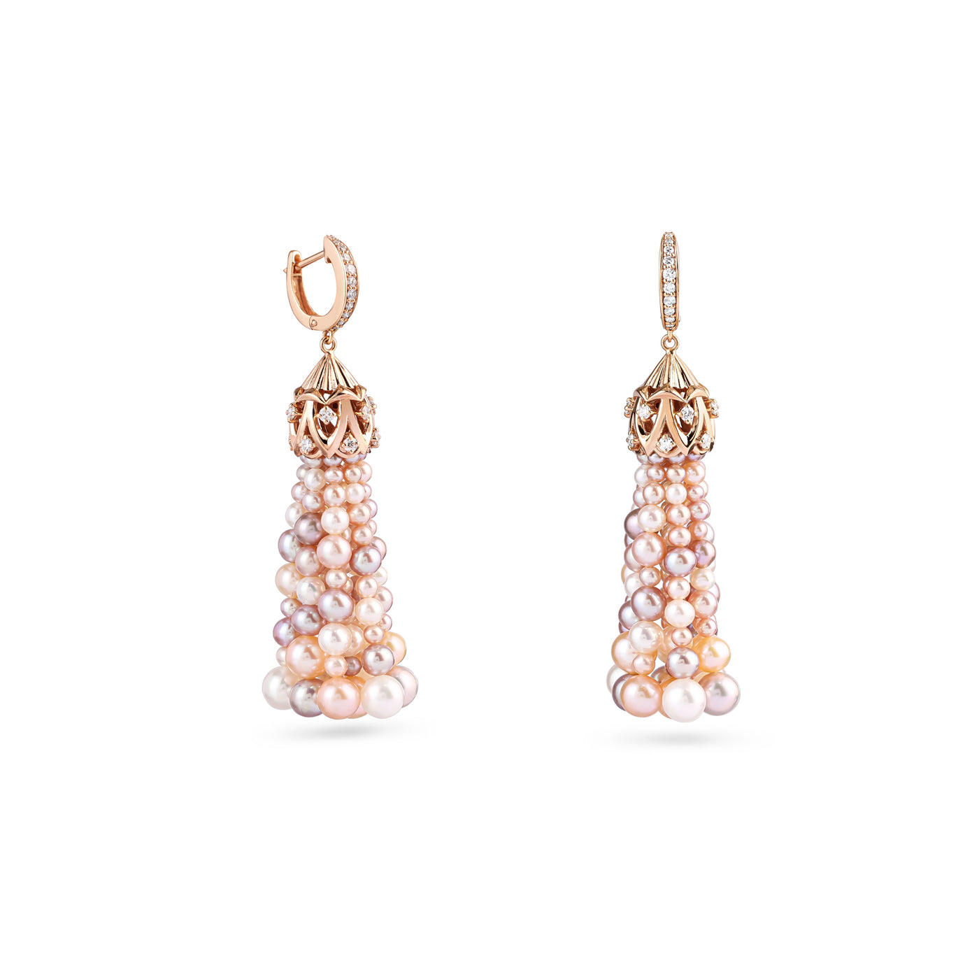 Soit Belle Rose Gold Diamond Earring with Colored Pearls