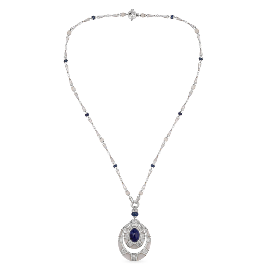 Sapphire &amp; Diamond Pendant Necklace