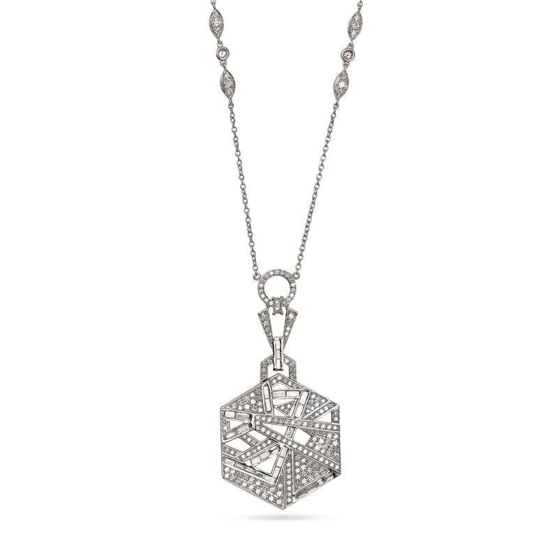 VISTA Medium White Gold hexagon  Diamond Pendant