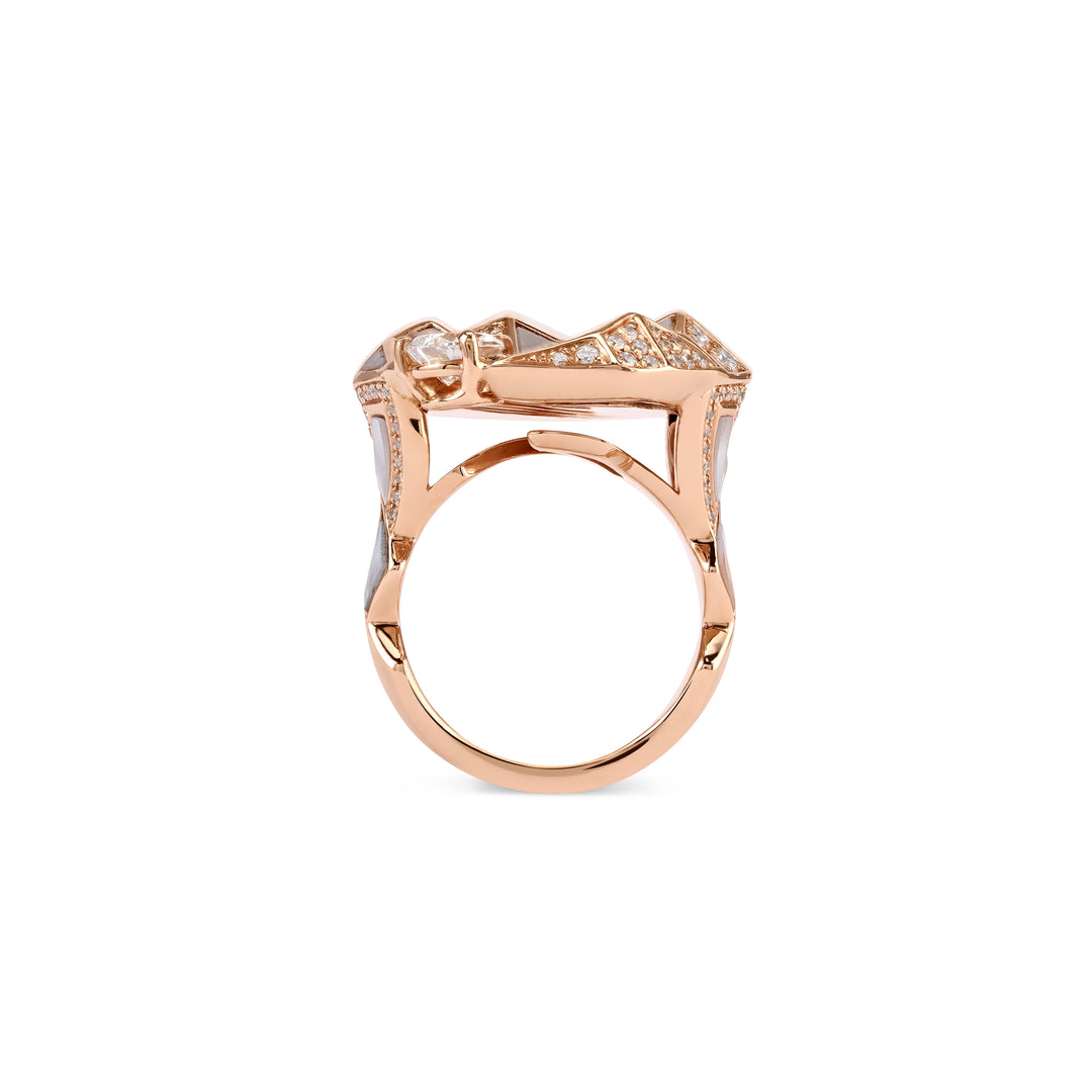 VISTA Geomatric Rose Gold Diamond Ring With Mop
