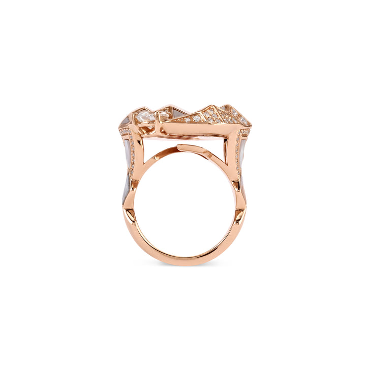 VISTA Geomatric Rose Gold Diamond Ring With Mop