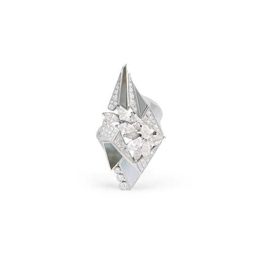VISTA White Gold Diamond ( XL ) Ring With Mother Of Pearl VISTA White Gold Diamond ( XL ) Ring With Mother Of Pearl