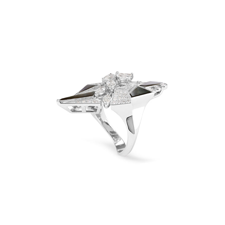 VISTA White Gold Diamond ( XL ) Ring With Mother Of Pearl