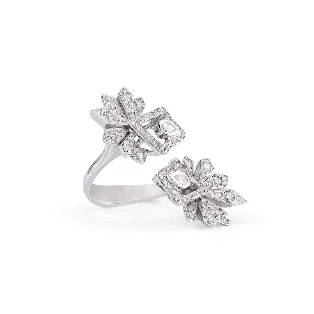VISTA Between the finger white gold diamond ring