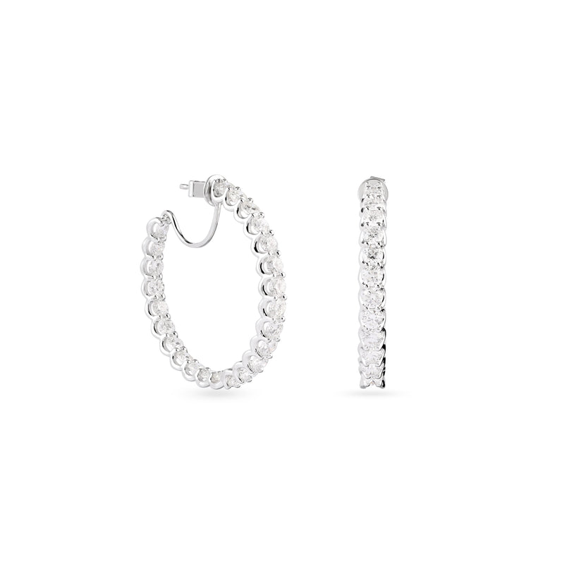 SB Classic White gold diamond hoop earrings