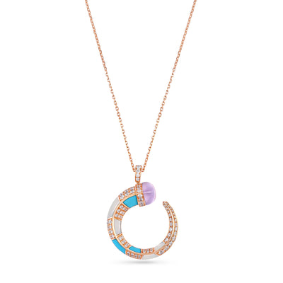 ARTISTRY Rose gold diamond pendant With Natural amethyst