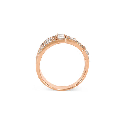 Rose Gold Claw Baguette Diamond Ring